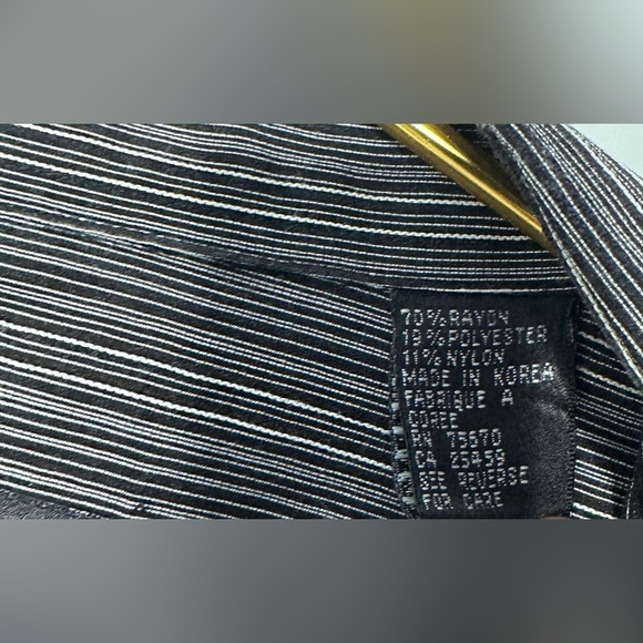 Vintage Jay Y. Ko Black White Striped Classic Button Down Shirt Men’s XL FLAW - Picture 7 of 7